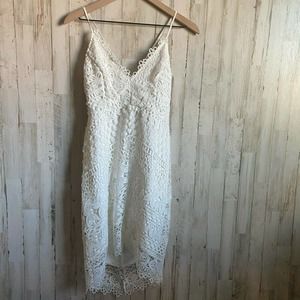 ASTR The Label White Lace Midi Dress